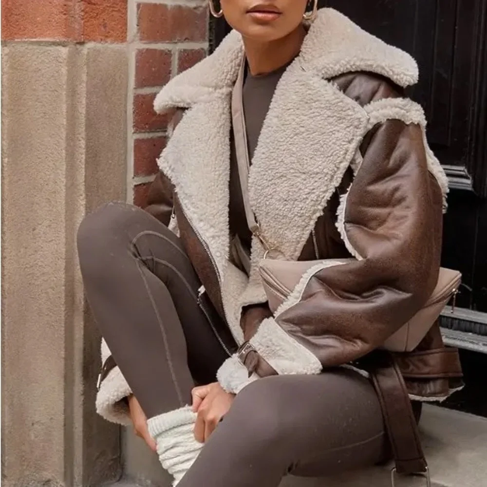 Brown Shearling Jacket - Picture 1 of 5